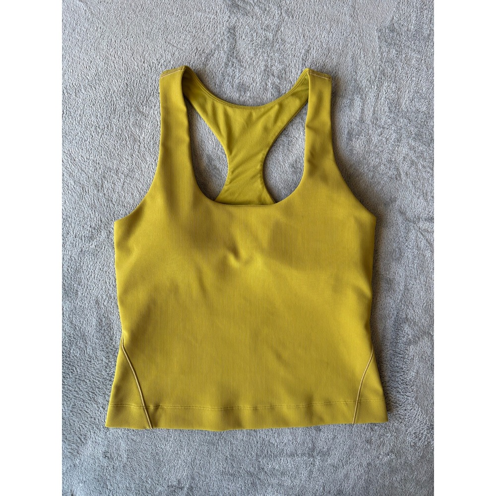 CALIA Workout Tank Top Medium Yellow Green Ribbed Racerback Athleisure Gym